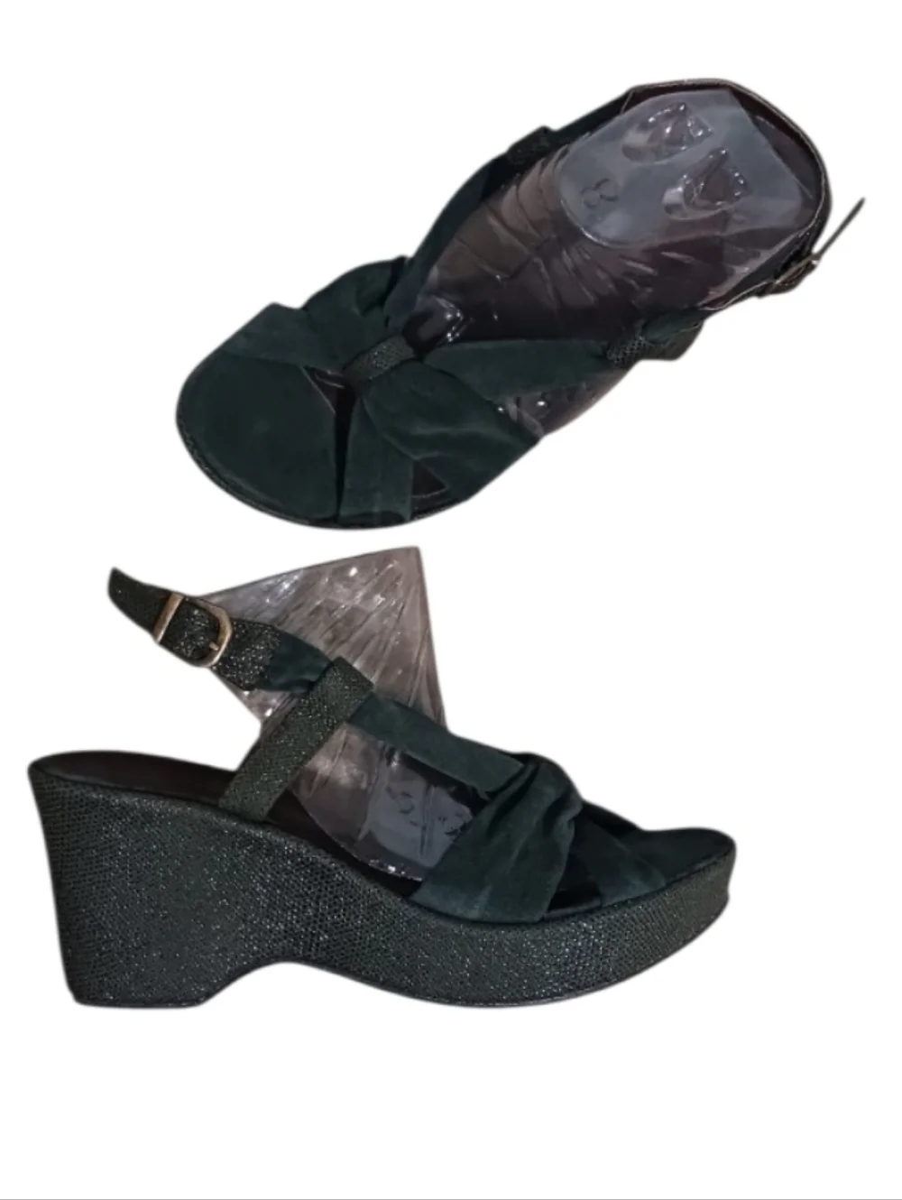 Sundance Wedge Platform Slingback Sandal Embossed 9.5/10